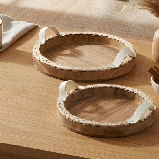 Wooden Tray Set 2 Pcs